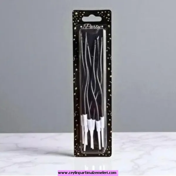 Siyah Kıvrım Mum Set